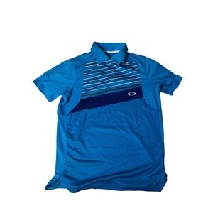 Oakley Ohydrolix Mens Blue Striped Golf Polo Shirt Small Regular Fit 432348